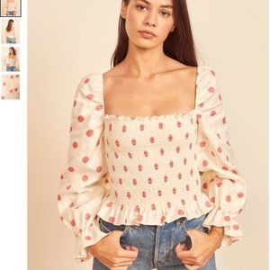 Reformation Tangerine Polka Dot Top